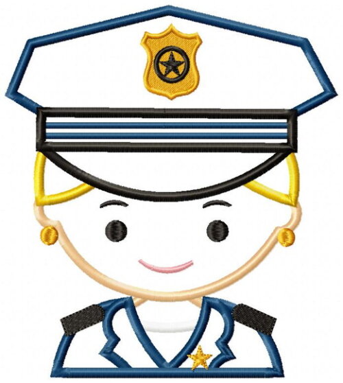 Matriz de Bordado Policial Menina Aplique