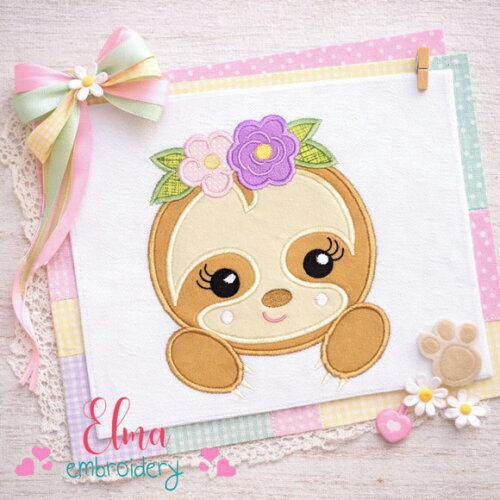 Matriz de Bordado Preguiçosa Baby com Flores