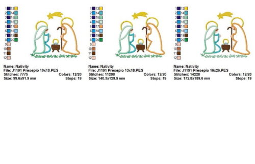 Matriz de Bordado Presépio Sagrada Família Aplique