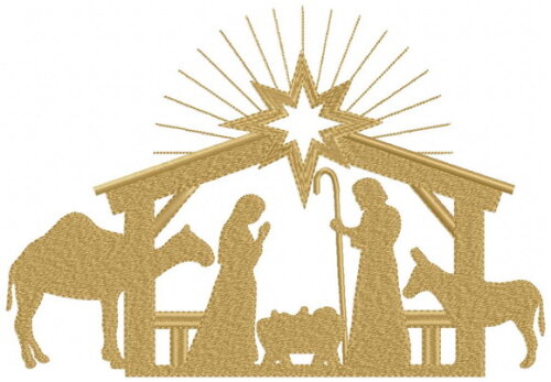 Matriz de Bordado Presépio Sagrado Natal Ponto Cheio