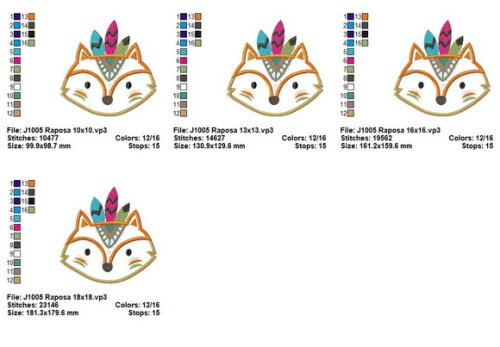 Matriz de Bordado Raposa Tribal Aplique