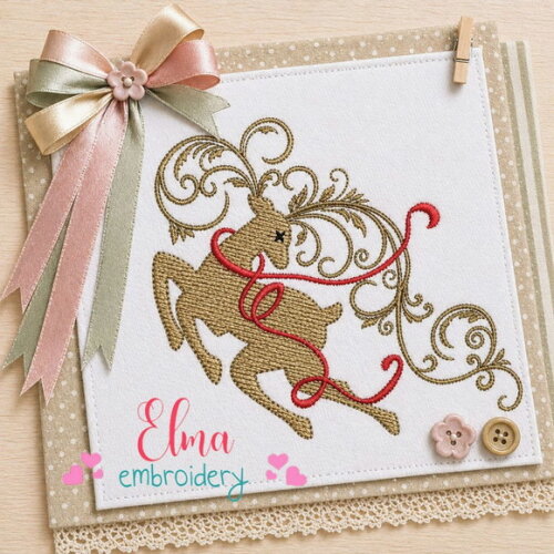Matriz de Bordado Rena Decorativa Natalina