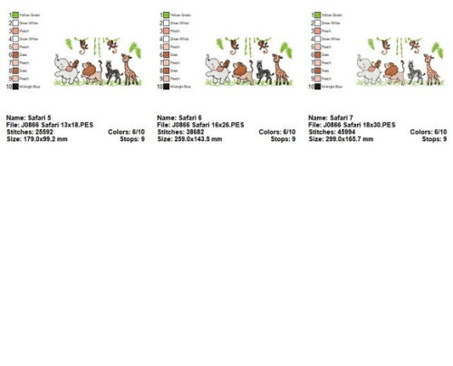 Matriz de Bordado Safari Baby Bichinhos Ponto Cheio