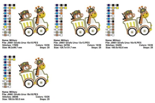 Matriz de Bordado Safari Militar no Jeep Aplique