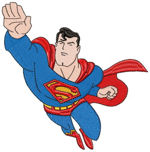 Matriz de Bordado Super Homem Superman em Voo Ponto Cheio