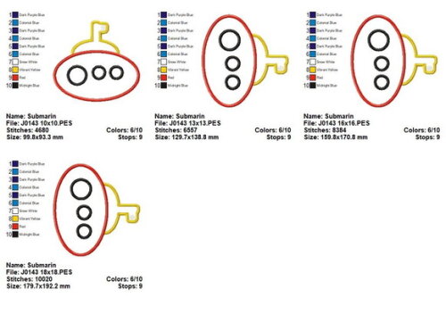 Matriz de Bordado Submarino Fofinho Aplique