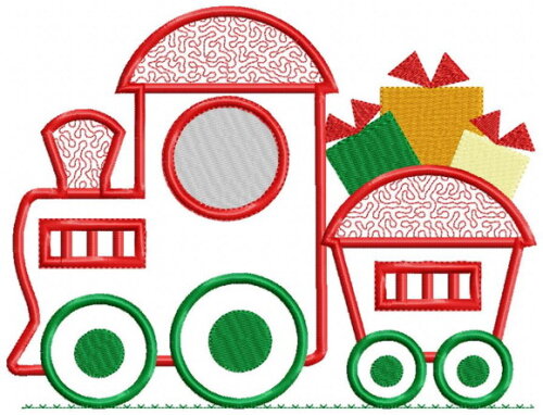 Matriz de Bordado Trem de Natal com Presentes Aplique