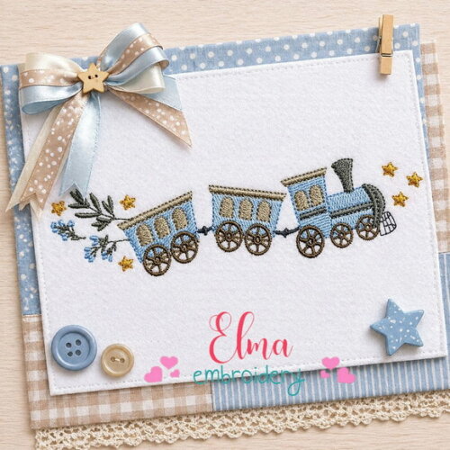 Matriz de Bordado Trem Infantil Decorativo Ponto Cheio