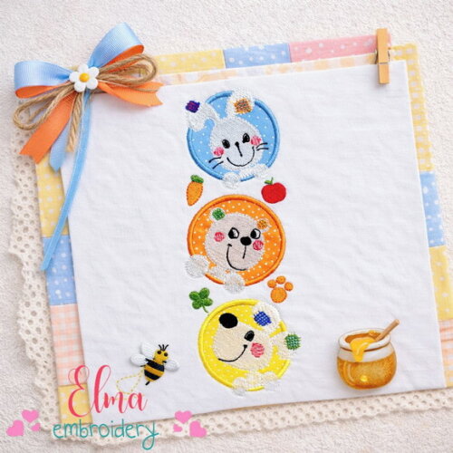Matriz de Bordado Trio Animais Aplique