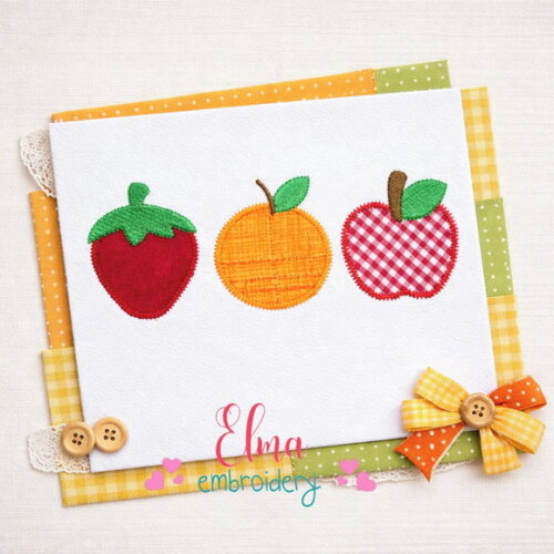 Matriz de Bordado Trio de Frutinhas Clássicas Zigzag