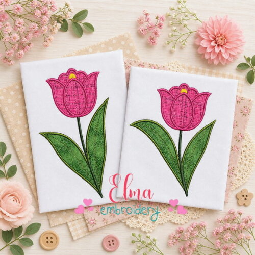 Matriz de Bordado Tulipa Encanto Floral Aplique