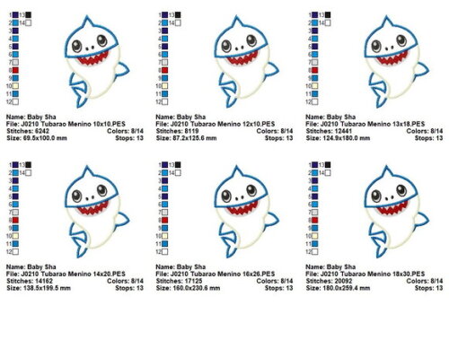 Matriz de Bordado Tubarãozinho Fofo Baby Aplique