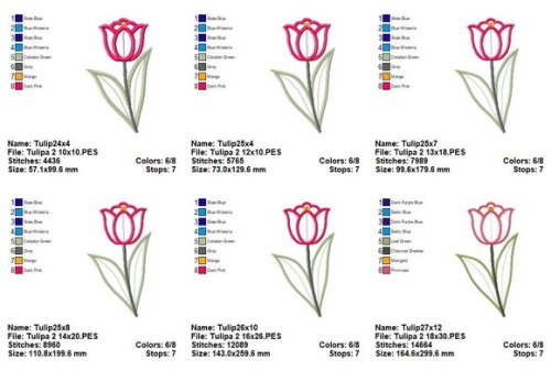 Matriz de Bordado Tulipa Encanto Floral Aplique