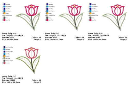 Matriz de Bordado Tulipa Encanto Floral Aplique