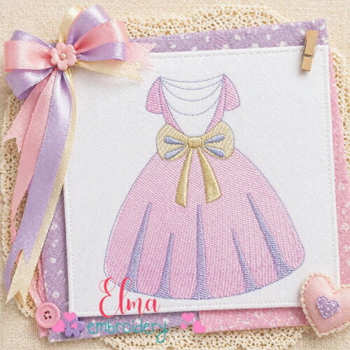 Matriz de Bordado Vestido Infantil com Laço Sketch