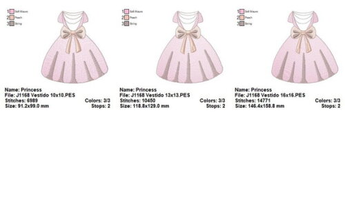 Matriz de Bordado Vestido Infantil com Laço Sketch