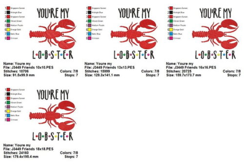 Matriz de Bordado You're My Lobster Friends