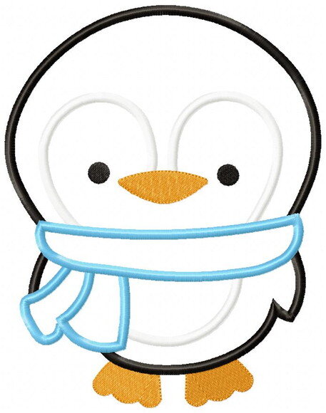 Pinguim Menino Aplique Matriz Bordado Máquina