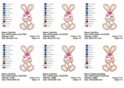 Matriz de Bordado Coelhinhos Carinhosos da Páscoa Aplique