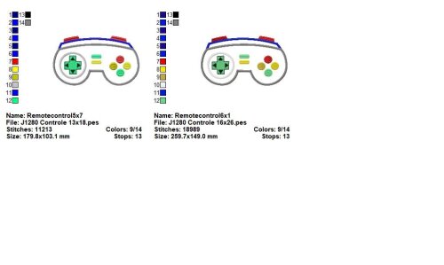 Matriz de Bordado Controle de Videogame Aplique