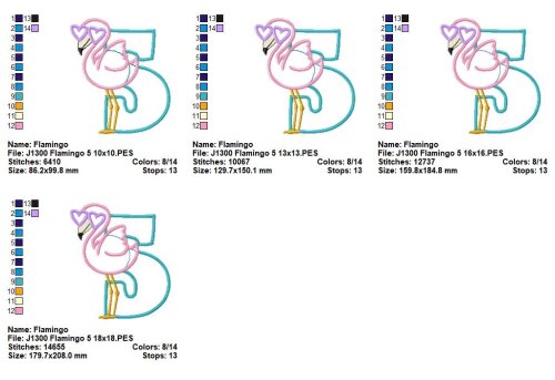Matriz de Bordado Flamingo Número 5 Aplique