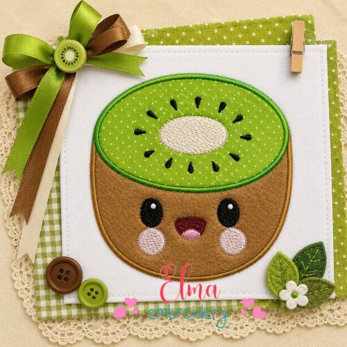 Matriz de Bordado Kiwi Kawaii Aplique