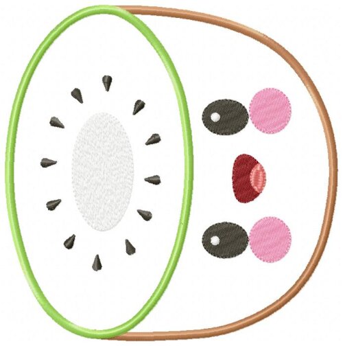 Matriz de Bordado Kiwi Kawaii Aplique