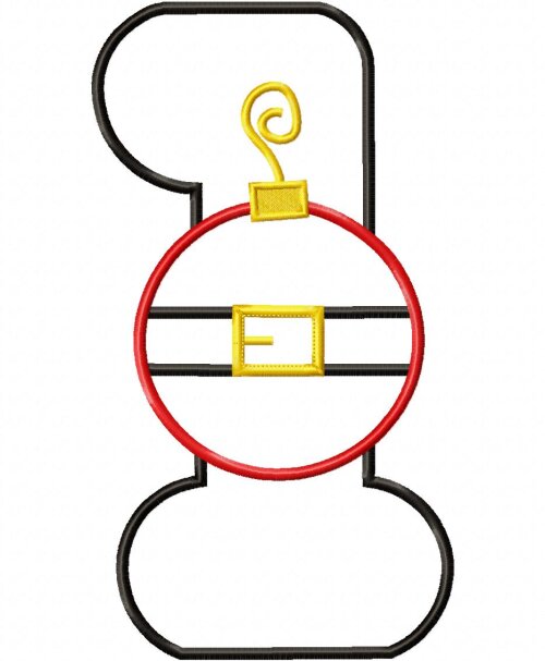 Matriz de Bordado Número 1 Natal Bola Enfeite Aplique