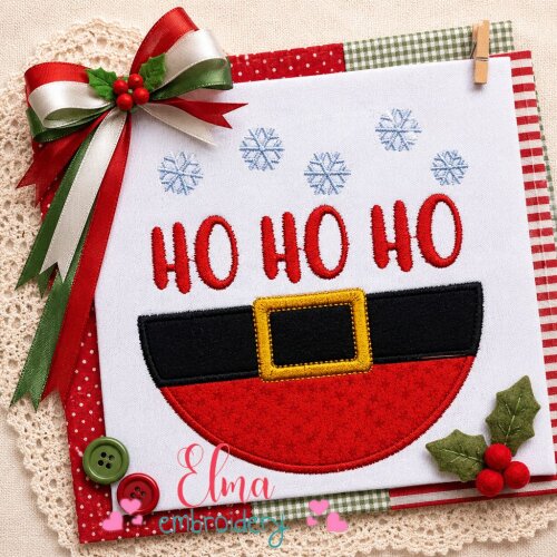Matriz de Bordado Cinto de Papai Noel Ho Ho Ho Aplique