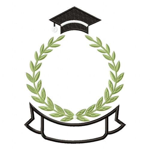 Matriz de Bordado Formatura Moldura de Louros com Faixa Ponto Che