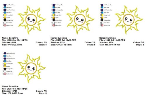 Matriz de Bordado Sol Sorridente Aplique