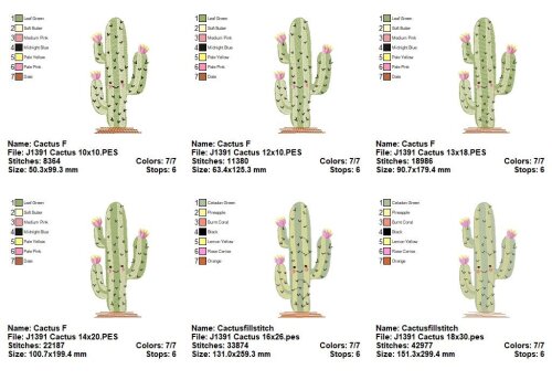 Matriz de Bordado Cacto Fofo com Flores Ponto Cheio