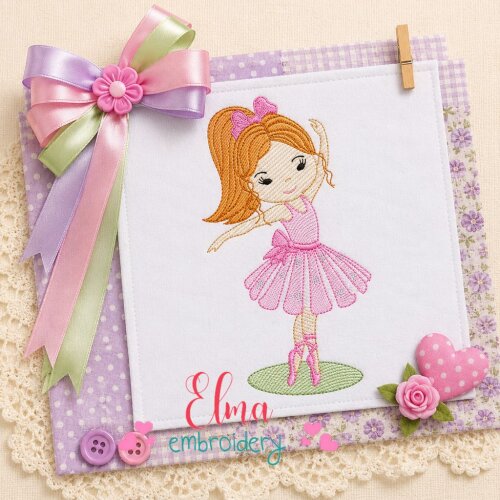 Matriz de Bordado Bailarina Infantil Ponto Sketch