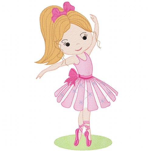 Matriz de Bordado Bailarina Infantil Ponto Sketch