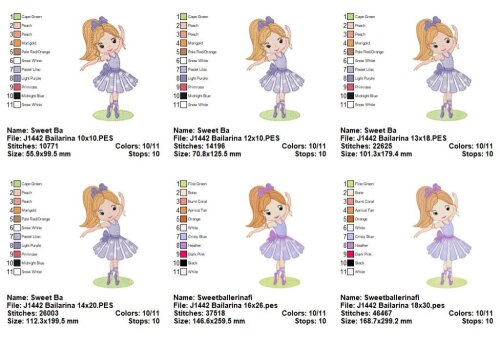 Matriz de Bordado Bailarina Infantil Ponto Cheio