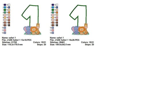 Matriz de Bordado Número 1 Safari Aplique