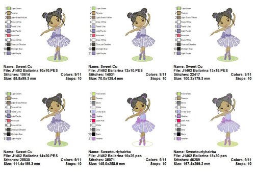 Matriz de Bordado Coleção Bailarinas Encantadas Ponto Cheio