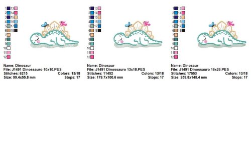 Matriz de Bordado Dinossauro Bebê Dormindo Aplique