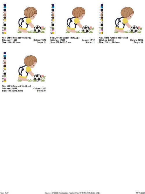 Matriz de Bordado Menino com Bola de Futebol Aplique