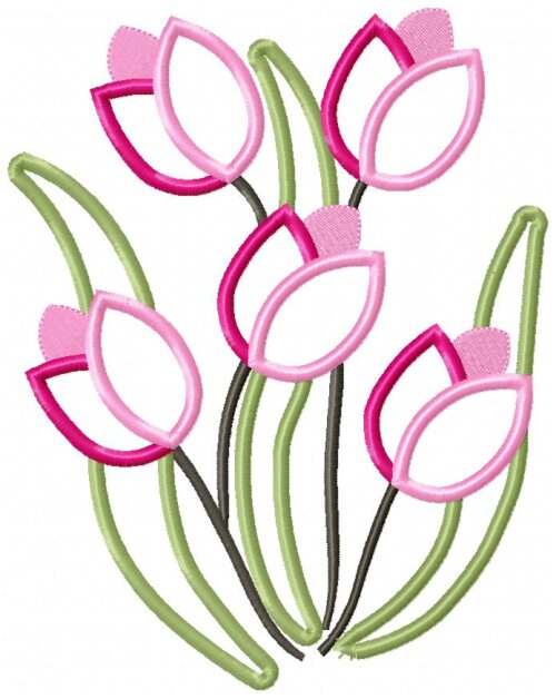Matriz de Bordado Tulipas Delicadas Aplique Floral