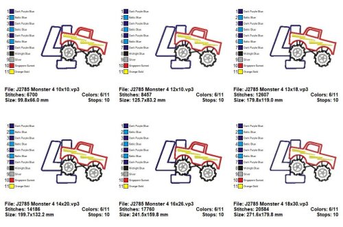 Matriz de Bordado Caminhão Monster Truck Número 4 Aplique