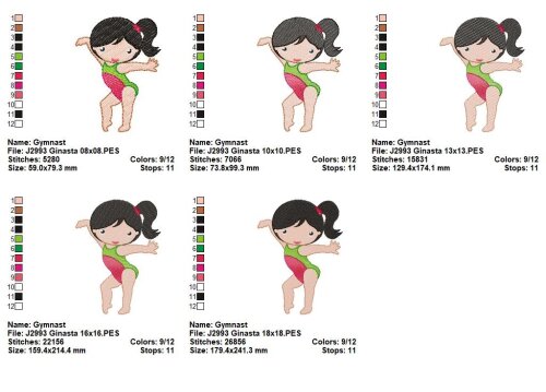 Matriz de Bordado Menina Ginasta Ponto Cheio