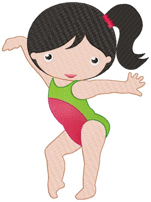 Matriz de Bordado Menina Ginasta Ponto Cheio