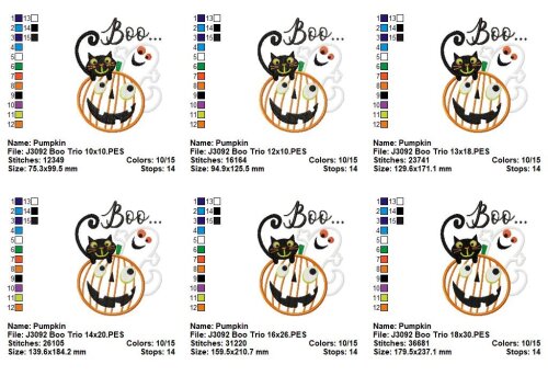 Matriz de Bordado Trio Halloween Boo Aplique