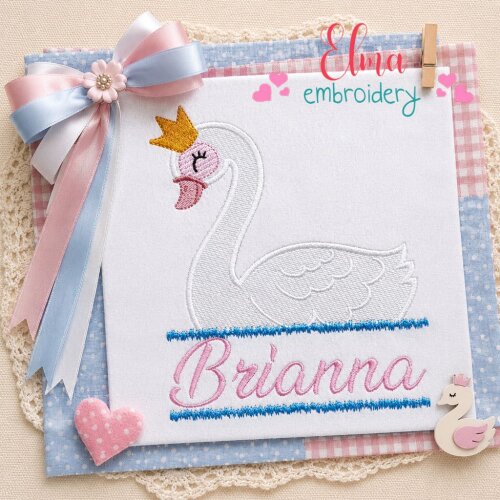 Matriz de Bordado Cisne Princesa Delicada Ponto Cheio
