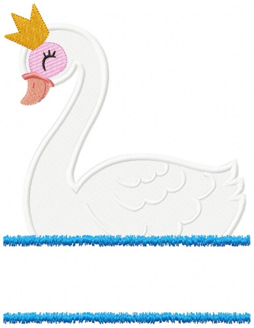 Matriz de Bordado Cisne Princesa Delicada Ponto Cheio