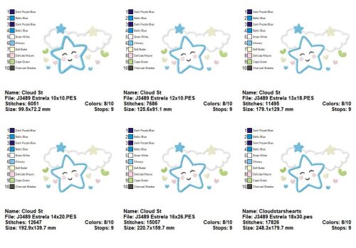 Matriz de Bordado Estrela Encantada nas Nuvens Aplique