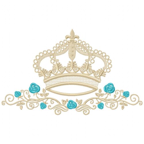 Matriz de Bordado Coroa Floral Luxo Ponto Satin