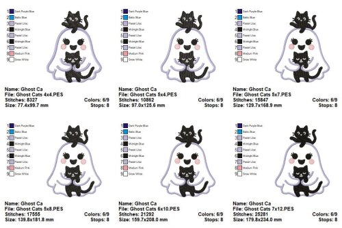 Matriz de Bordado Fantasminha com Gatinhos Aplique