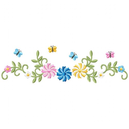 Matriz de Bordado Ramo de Flores Delicado Ponto Satin